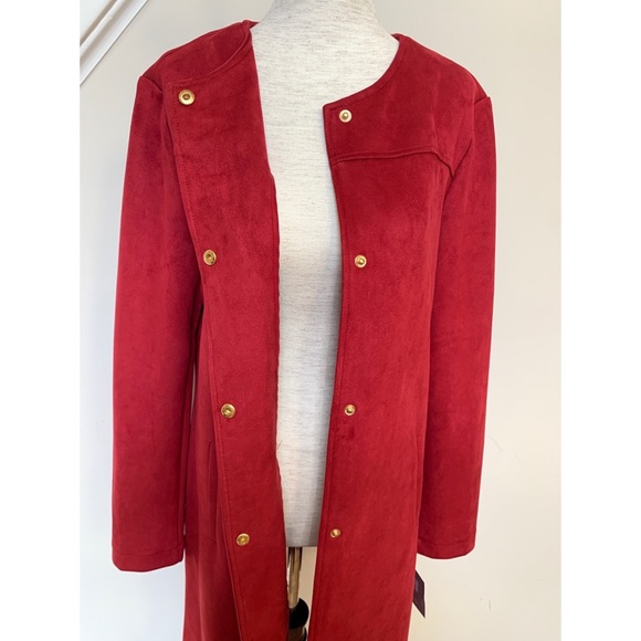 MatNew York faux suede red short coat, NWT, XS - Picture 8 of 12